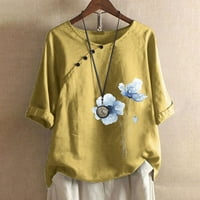 Posteljina za žene Ljeto kratkih rukava Bluze Regularne fit t majice Pulover tees vrhovi cvjetni tisak
