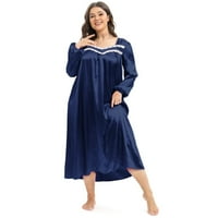 Baywell ženska svila dugih rukava dugačak dužina noćnog sunca plava u SAD-u 16