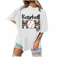 Baseball mama majica Žene Ljetni vrhovi Vintage Prevelike majice Labavi casual bluze Crewneck kratki rukav majice