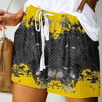 Ženski ljetni ležerni print zataknuti struk kratke hlače Hlače za hlače Hlače za žene Yellow_ XXL