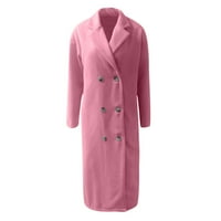 Ženski zimski kaputi za vrat za vrat prema dolje s dugim rukavima i odmor za odmor žene jakna ružičasta