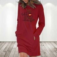 Haljina za žene s dugim rukavima tiskanje digitalne haljine za ispis vrata midi fit i flare modna trendi