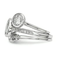 Sterling srebrni kubični cirkonij CZ Veličina prstena za prsten 6. Veličina angažmana Sjajljivo Fany