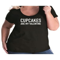 Cupcakes su moje valentine ženske plus veličine scoopneck t