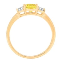 1.11CT Princess Cut Yellow Simulirani dijamant 14k Žuto zlato Graviranje izjava godišnjica Angažovanje
