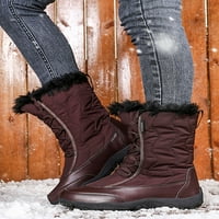 Ženska zimska boot mid tele toplo ptijevima plišane obloge čizme Ženske okrugle prste pješačke bootie