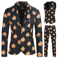 Penkaiy Blazer set za muškarce Muška modna tiskana jakna + prsluk + odijelo odijelo odijelo trodijelni