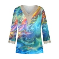 Giligiliso modni ženski ljetni V-izrez rukav za ispis ležerne majice bluza