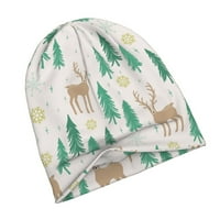 Xmas Reindeer u zimskoj šumi Slouchy Beanie za žene Muškarci Stretch Sleep Hat Function Poklon Jesenska casual Headwear