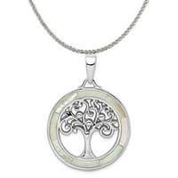 Carat u Karatsu sterling srebrna polirana finija rodijum-pločasti mop stablo života Privjesak sa sterling