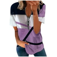 Ženske košulje modne žene casual solid o izrez labav kratki rukav majica Ljetni vrhovi tiskanje vrhovi