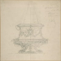 Dizajn za vazu s ovnovima glave u renesansnoj stilu Poster Print anonimnim, francuskim, 19. stoljećem