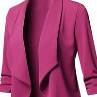 Hinvhai Ženska kaput Cleance Women Solid Open Front Cardigan dugih rukava kaput vruće ružičaste 14