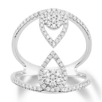 Fini nakit 14k bijeli zlatni dijamantni modni prsten, veličina 9