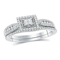 Zlatna zvjezdica 14kt Bijela zlatna princeza Diamond Bridal Vjenčani prsten set CTTW