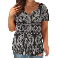 Ženska Plus veličine vrhova, V majica izreza kratki rukav vrhovi cvijeća za ispis majica, veličine xl-5xl
