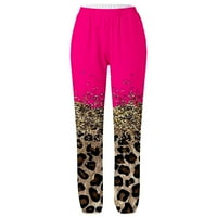 Ženski ispisani pamučni i posteljini Ležerne modne hlače plus veličine Hlače Hot Pink XL