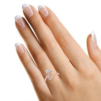 Okrugli prirodni dijamantski ženski prsten u 14K ružičastog zlata preko srebra sterlinga