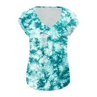 Žene tiskane tenke dnevne košulje O-izrez TEE čap rukav letnje pune boje casual labava majica košulje