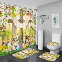 Uskršnji set kupaonice Uskršnji dekorativni tuš za zavjese digitalni ispis kupaonica Podesite vodootporne