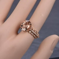 2. Carat 8x ovalni rez morgatit dijamant moissanite trio prsten sa zaručnim prstenom i vjenčanim trakama
