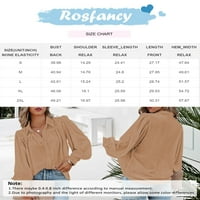 Rosfany Women V Crt Crt Dupka dolje Majice Solid Boja dugačka rukava za rupu s rukavima Khaki XL