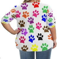Bluze za žene plus veličine Životinjski pas Paw Graphics dugih rukava majice ženske V-izrezne modne