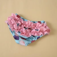 TODDLER Ljetne djevojke Bowknot Conch tiskani ruffles dva kupa kupaćeg kostima Bikini sa šeširom 90