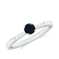 Real Crni Opal Obel Prsten sa dijamantom za žene - AAA razred, 14k bijelo zlato, SAD 10,00