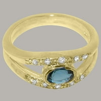 Britanci izrađen 14k žuto zlato prirodni London Blue Topaz & Diamond Womens zaručnički prsten - Opcije