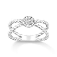Araiya 10k bijeli zlatni okrugli oblik Criss Cross Diamond Ring za žene, veličine 9