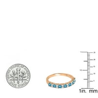 DazzlingRock kolekcija okrugla plava Topaz i bijeli dijamantni svadbeni godišnjica za žene za žene u 18K ružino zlato, veličine 6