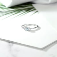 Gem Stone King Sterling Silver Sky Plavi akvamarin i bijeli laboratorij uzgajao je dijamantni ženski zaručni prsten