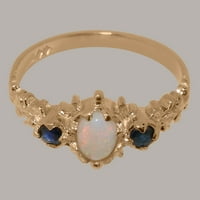 Britanci napravio 9k ružični zlatni prsten sa prirodnim razinskim i safirnim ženskim zaručničkim prstenom