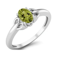 Sterling srebrni 6x ovalni peridot Solitaire za žene za angažovanje