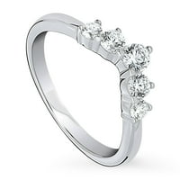 Sterling srebrni 5-kamen vjenčani prstenovi kubični cirkonijski CZ zakrivljeni bend za žene, rodijumske veličine 4,5