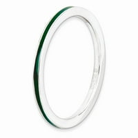 Sterling srebrni izrazi za slaganje zeleni emajlirani prsten - veličina 7