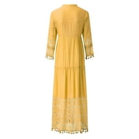 Haljine za žene Ljeto Ležerne prilike Boho Haljina Cvjetni duboki V-izrez Maxi Haljina pune trake čipke Boho Plus Size haljine žuti xl