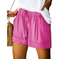 Labakihah kratke hlače za žene Ženske udobne crtež ulice Ležerne elastične struk džepove labave kratke hlače vruće ružičaste