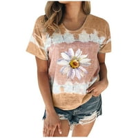 Scyoekwg majice za žene kratki rukav vrhovi ugodno trendi srušiti casual cvjetni uzorak grafički majica