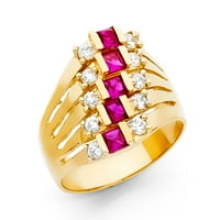 Jewels LU 14K Yellow Gold Cubic Circonia CZ Pozicija za prsten 6,5