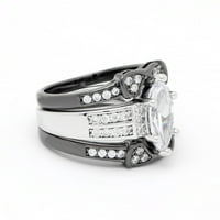 Adora Bridal Set zaručnički prsten za vjenčanicu Kubična cirkonija crna halo Ginger Lyne kolekcija