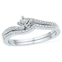Čvrsti 10K bijeli zlatni okrugli dijamant Bridal Wedding Angažman prsten za venčanicu Set CT. - Veličina 8.5
