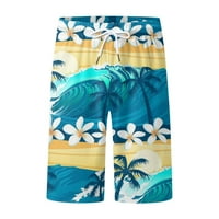 Owordtank muns Beach odmor Bermuda kratke hlače izvlačenje elastičnih struka s ravnim kratkim hlačama sa džepovima
