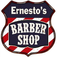 Ernesto's Barber Shop Sign Shield Metal Gift Hrani poklon 211110020338