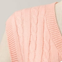 Lepljivi džemper prsluk za žene Ležerne prilike bez rukava V izrez rebrasti plemen Split pulover Duks