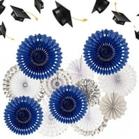 Navy Blue Silver Party Paper Fan Viseći PAP