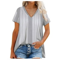 Njoeus košulje za žene Ženske majice Ženska modna moda Casual V-izrez Ispis Flowy Labavi majica s kratkim