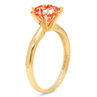 3CT okrugli rez crveni simulirani dijamant 14k žuti zlatni godišnjički angažman prsten veličine 8
