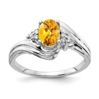 Čvrsta 14k bijelo zlato 7x ovalni citrinski žuti studeni Veličina prstena od dijamantnih prstena